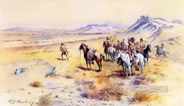 Indios americanos Painting - Partido de guerra indio 1901 Charles Marion Russell Indios Americanos
